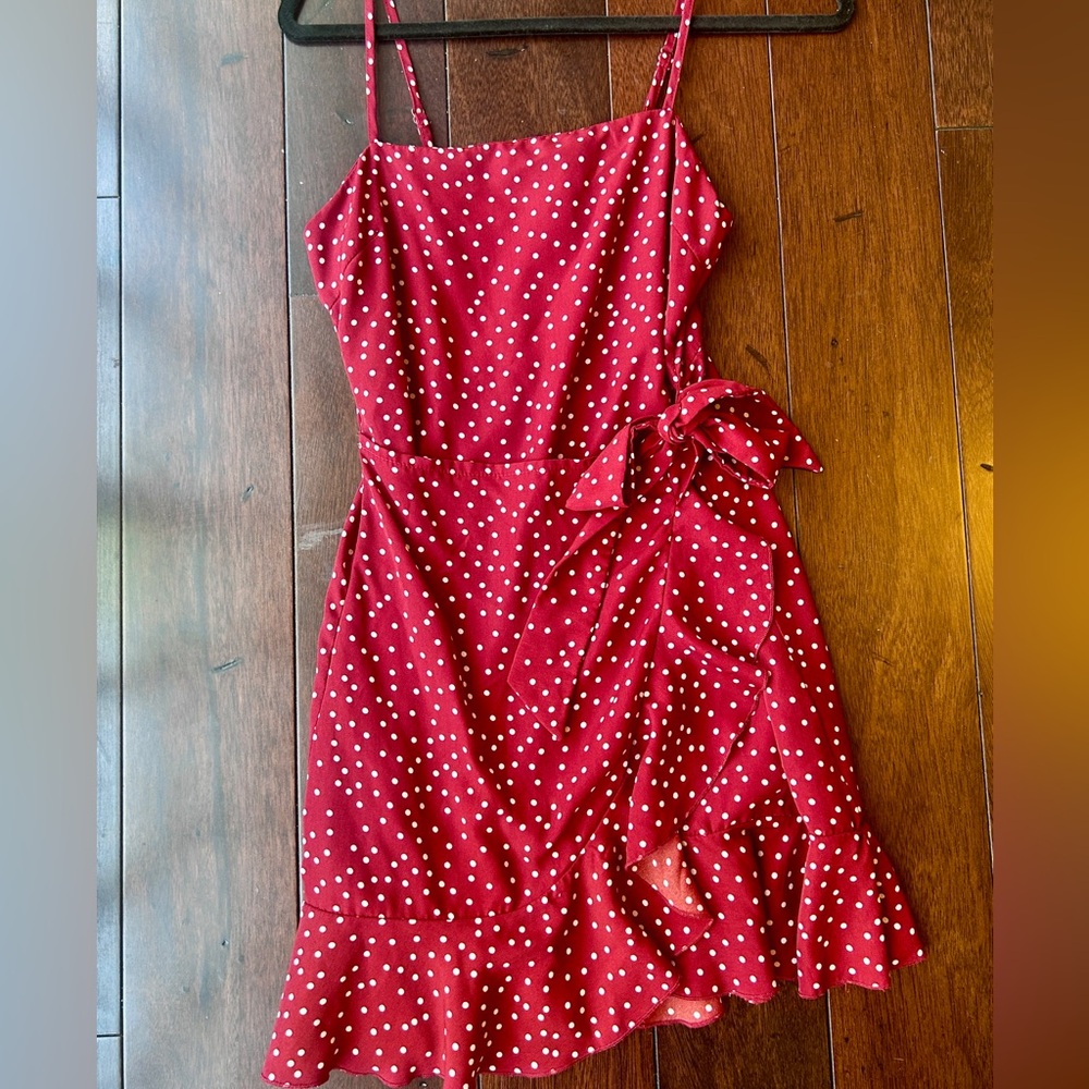 Princess Polly Red Polka Dot Tie-Waist Mini Dress